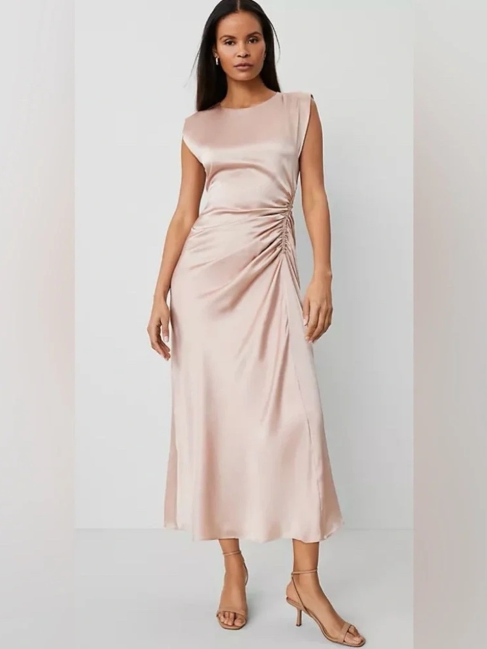 Pale pink/peach 100% silk Ann Taylor cocktail dress